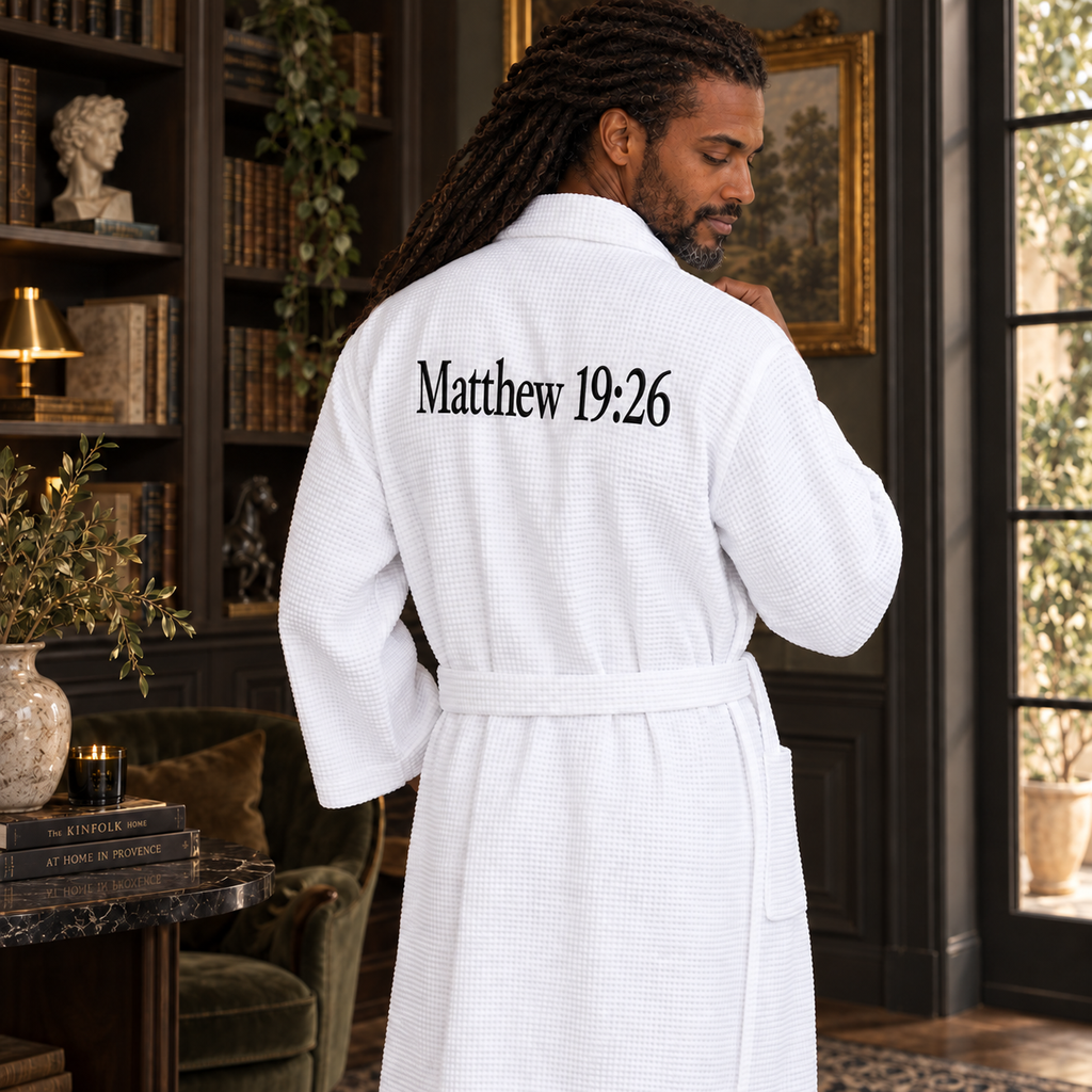 Waffle Spa Bathrobe for Men -  Absorbent, Lightweight